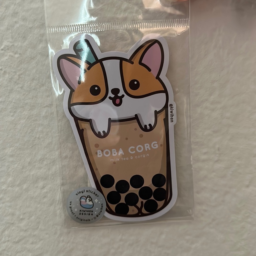 - Cute New! Boba Corgi Sticker